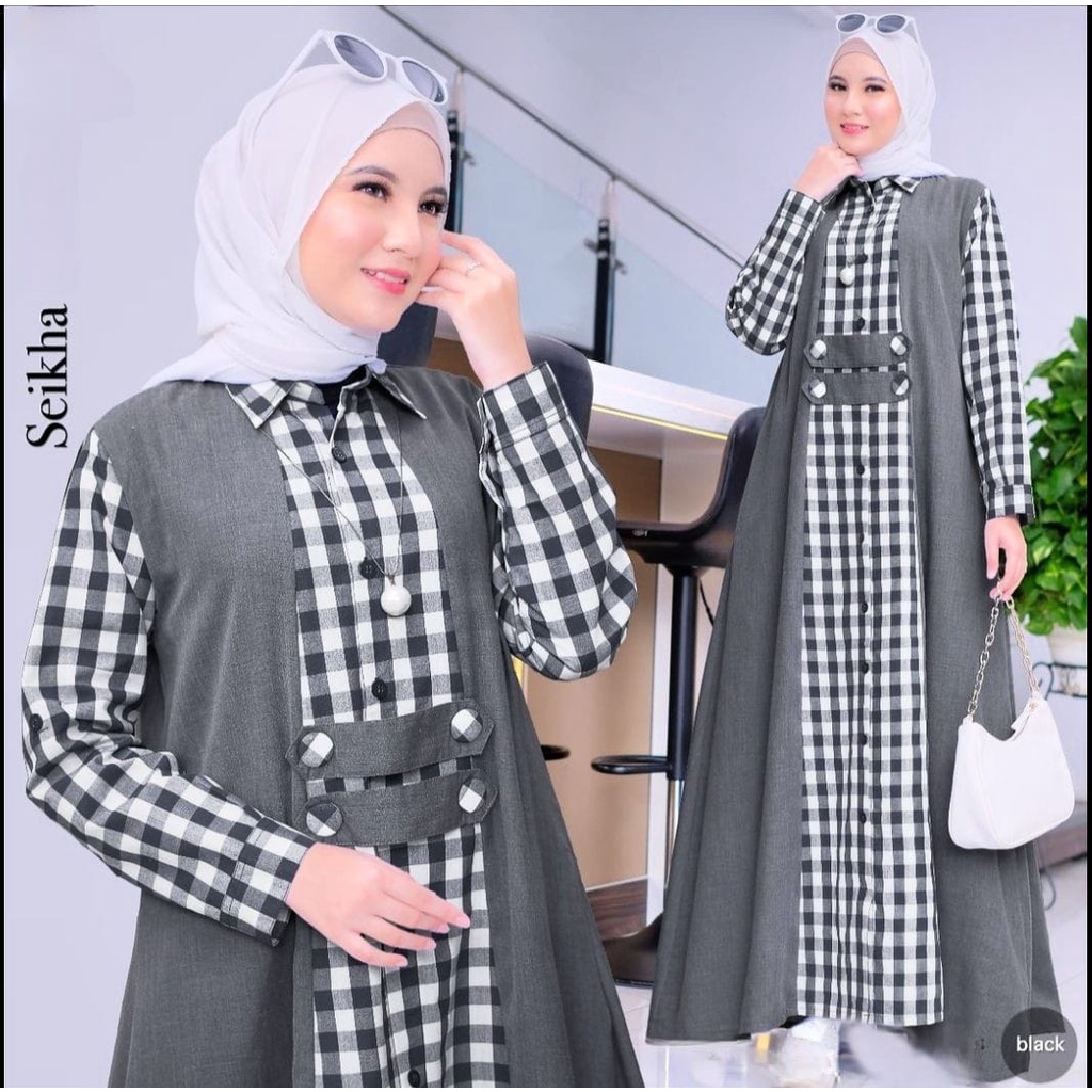 Sikha Dress/Dress Kekinian/Dress Terbaru/Dress Wanita/Dress Dewasa/Dress Remaja/gamis muslimah/Baju Muslimah