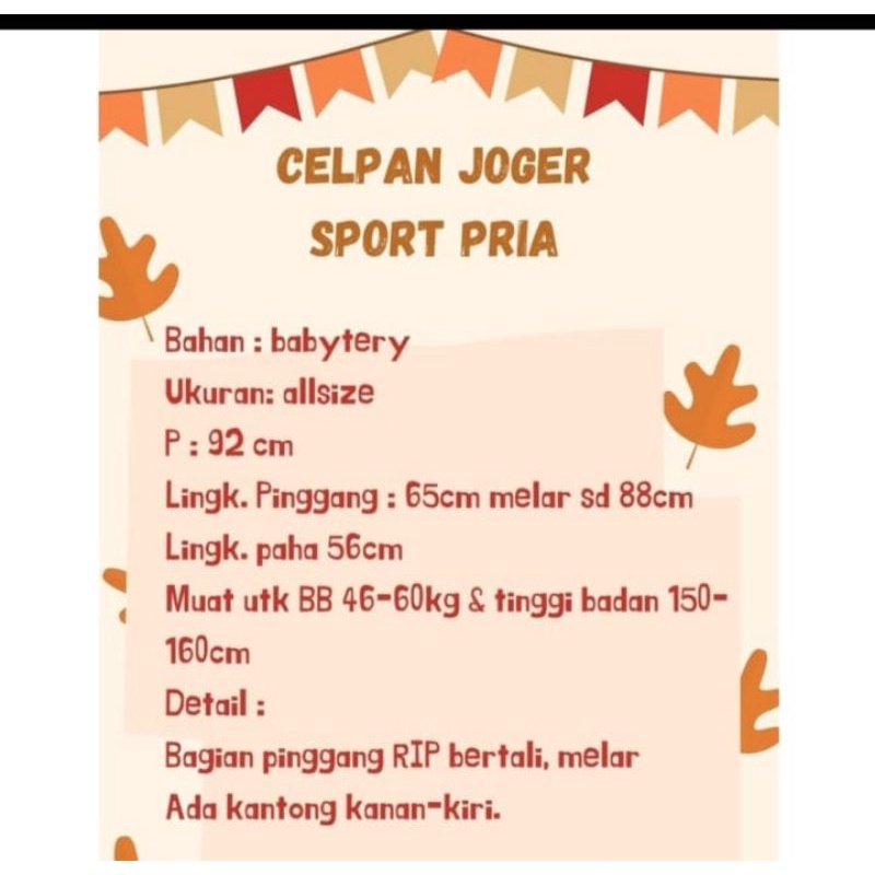 CELANA PANJANG PRIA JOGER GYM TRENING HALUS DAN KERAN