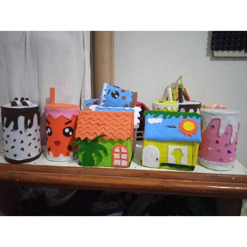 celengan unik, celengan dari kain flanel, celengan lucu untuk anak anak