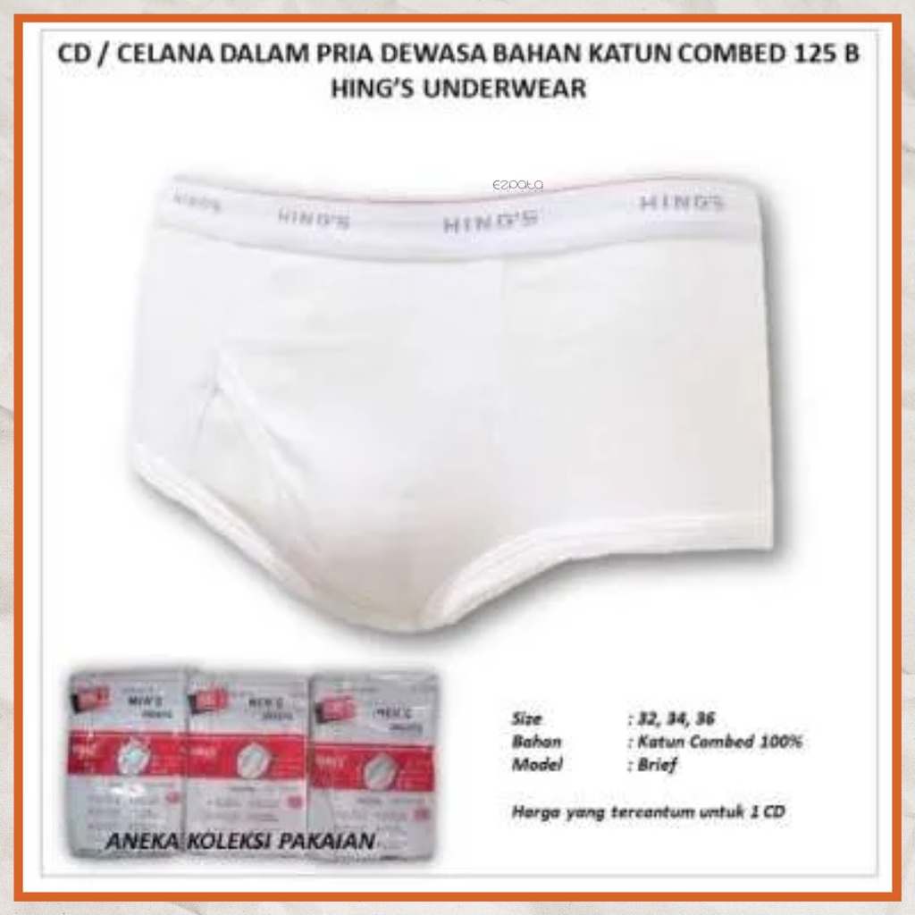 Celana Dalam Pria Putih Polos CD Brief Laki-laki Katun Premium Pinggang Karet Murah Harga Grosir