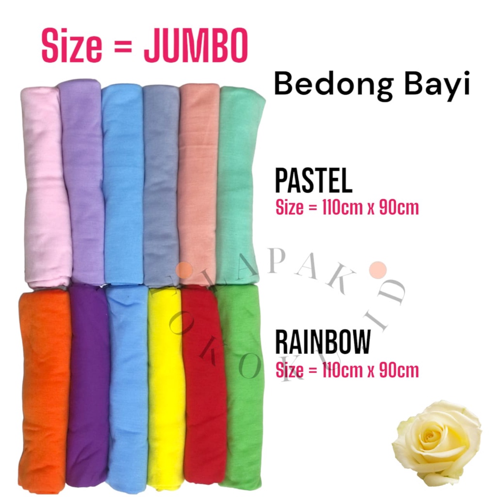 1pcs Bedong Bayi Rainbow Pastel Size Jumbo (110cm x 90cm) Premium Lembut Bedong Kain Pernel Selimut Bayi Bedong Katung Selimut Halus Bedong Bayi Adem