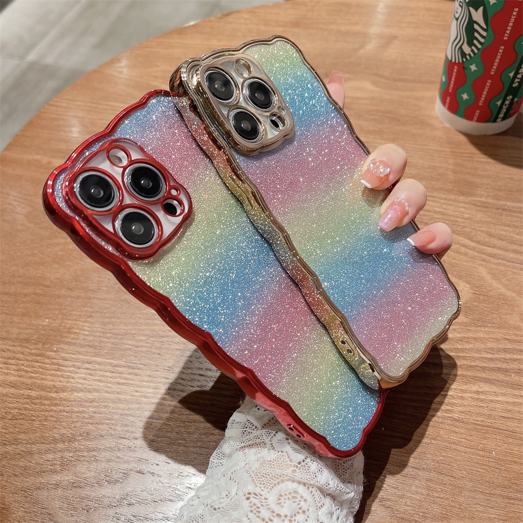 Soft case TPU Transparan glitter Pelangi Cover iPhone 14 Pro Max plus 13 12 11 Pro Max 14 Pro Max