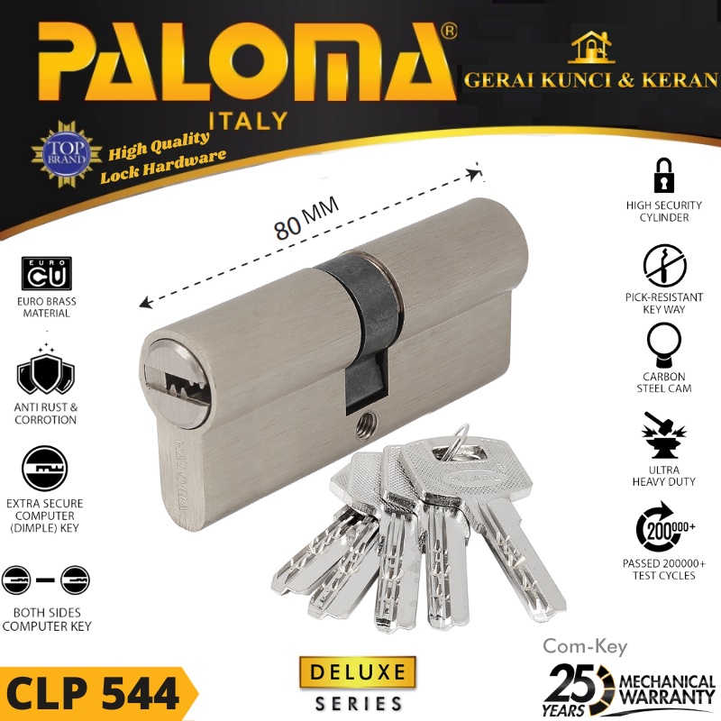 PALOMA CYLINDER KUNCI PINTU CLP 544 DELUXE 80MM COMPUTER KEY SN