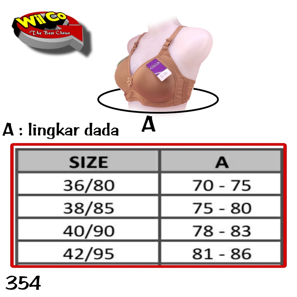 K354 - BRA/BH WANITA SOREX  BUSA TIPIS TANPA KAWAT CUP BESAR 36C - 42C TIGA PENGAIT