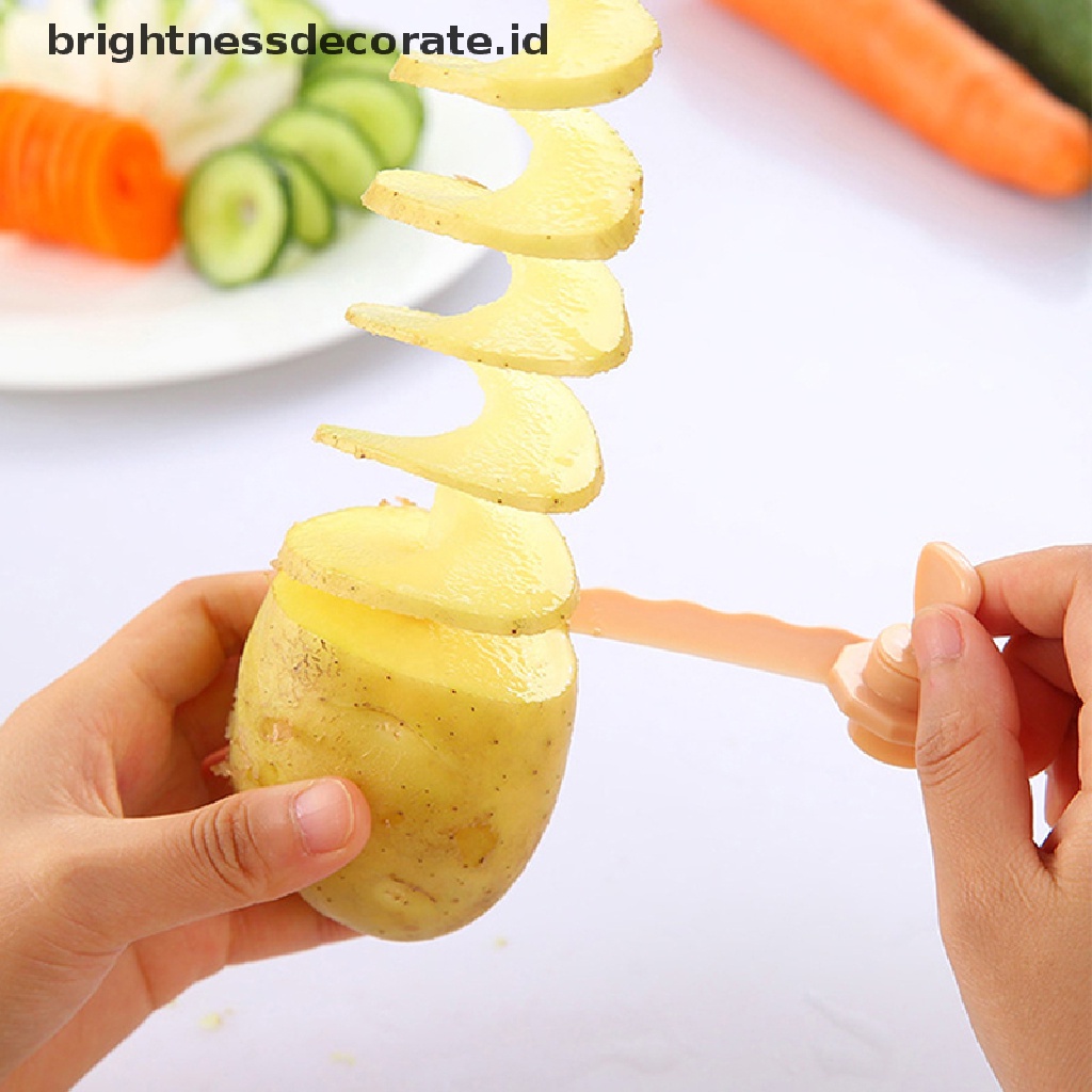 [Birth] Buah Sayur Gulung Rotary Chipper Timun Kentang Spiral Slicer Alat Dapur [ID]