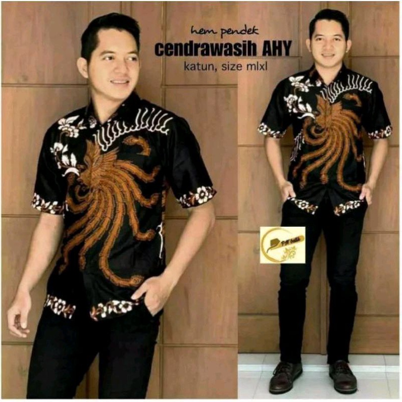 KEMEJA BATIK PRIA LENGAN PENDEK MOTIF AHY M L XL XXL 3XL SERAGAM BATIK TERBARU &amp; TERMURAH BATIK PEKALONGAN BWIN21