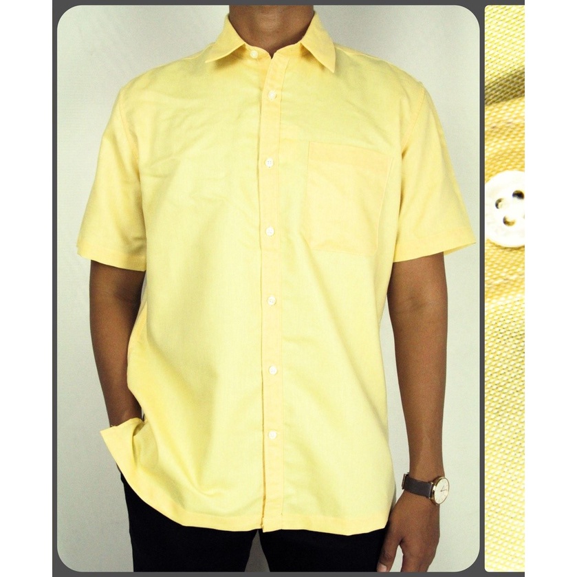 Kemeja Pria Reguler Stanley Adams Lengan Pendek Kuning Polos 23 | Hem Pria Reguler | Kemeja Branded Original 100% Matahari