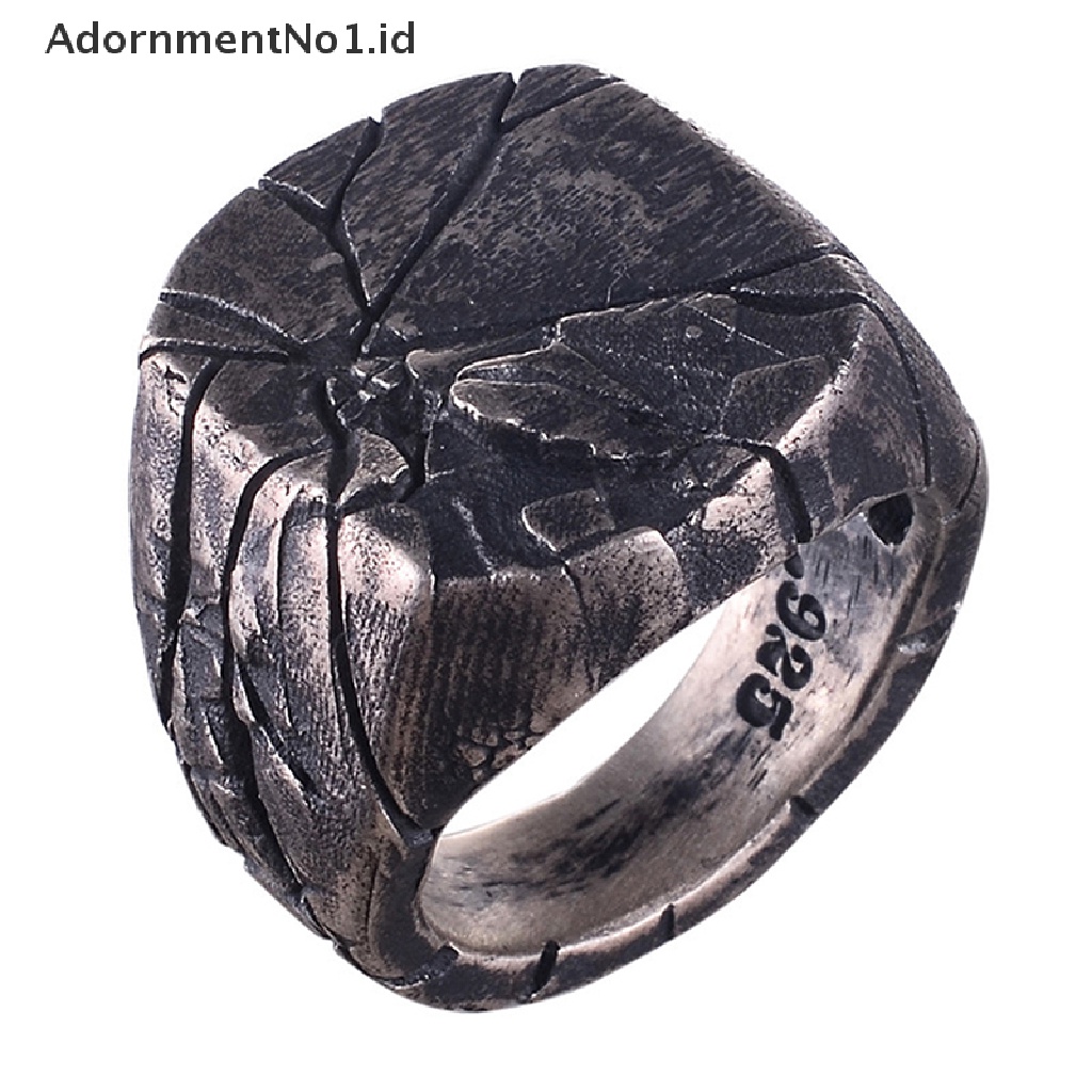 [AdornmentNo1] Fashion Vintage Pria Cincin Baru Retro Tren Hip Hop Punk Cincin Tidak Teratur Garis Geometris Retak Jari Telunjuk Cincin Perhiasan Pria [ID]