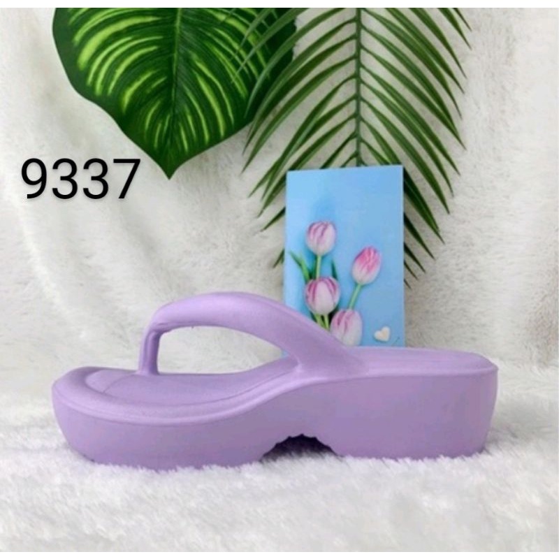 Sandal Jepit Platform Wanita, Flip Flop Wedges Perempuan Eva Jelly Foam 9337