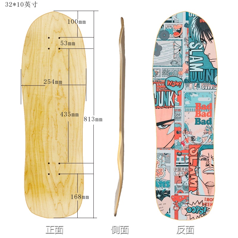 32 * 10INCH Surfing SKATE DECK Land Surfing Skateboard Retro Papan Permukaan 7lapis Kanada Impor Berkualitas Tinggi Maple Deep Foot Nest Papan Canggih