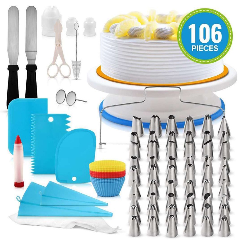 Meja Putar Kue 106in1 SET Cake Decorating Set Dekorasi Kue Super Complete Meja Spuit Perata Kantong Meja Putar Kue