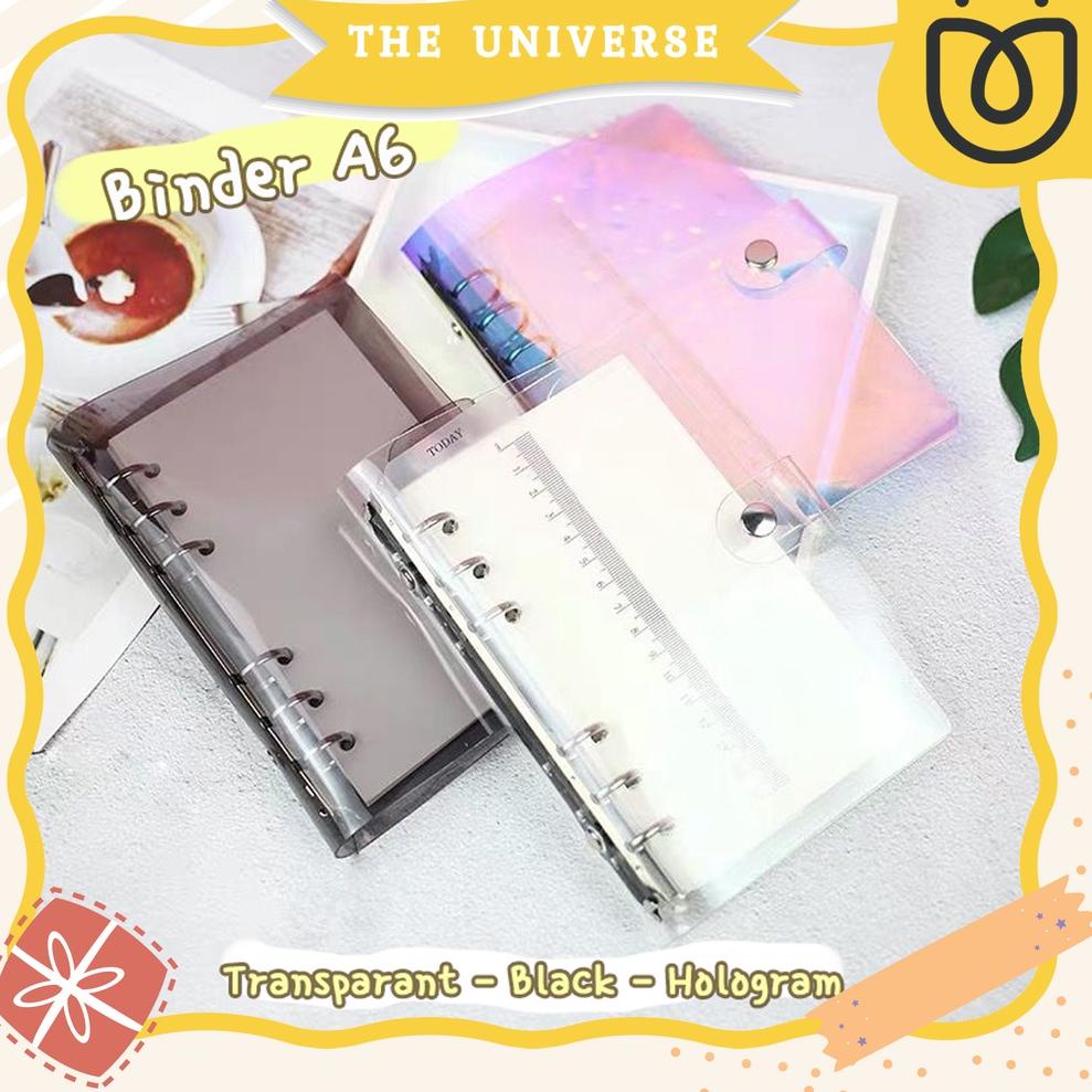 

Ready!! [THE UNIVERSE] Buku Binder A6 6 Ring Transparan Binder Cover Notebook Binder Hologram - ST005 80