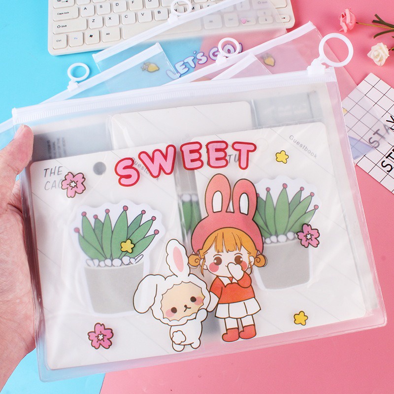 4pcs Kantong Travel Pouch Plastik Transparan Anti Air Zipper Ring GM-ST0221