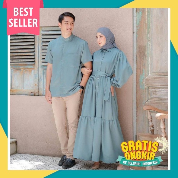 Baju Couple Nibras Sarimbit 2023 Keluarga Muslim Gamis Cople Pasangan Sarimbit Lebaran Mewah Elegan 