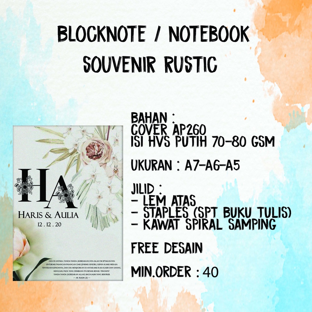 

Blocknote Notebook A5 Souvenir Seminar / Nikah / Acara PROSES CEPAT 2 Hari