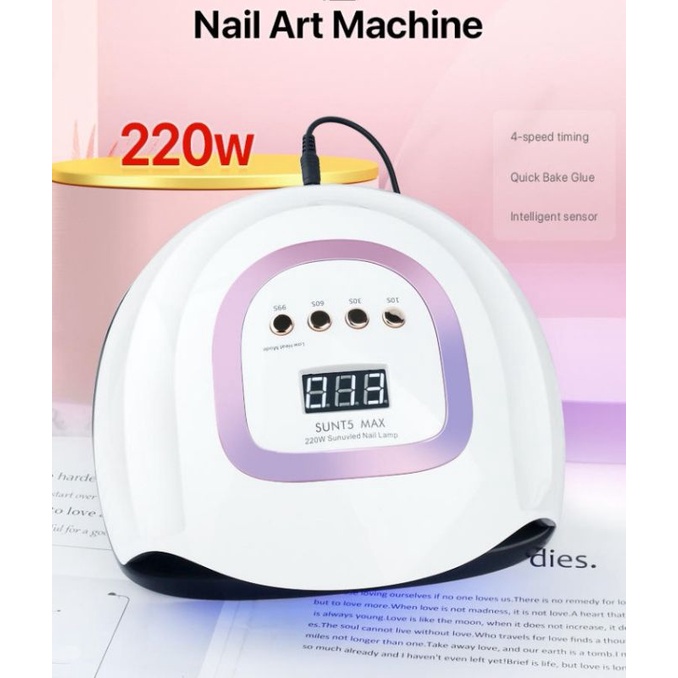 SUN T5 MAX 220W Garansi Satu Bulan  UV Lamp 57leds Alat Pengering Kutek Nail art UV Led Nail Lamp Pengering Kuku Profesional