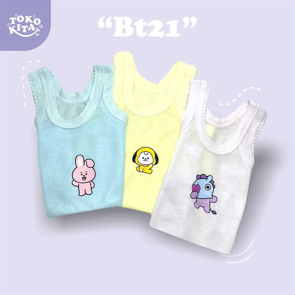 Singlet Anak Perempuan 3pcs Motif Karakter Lucu