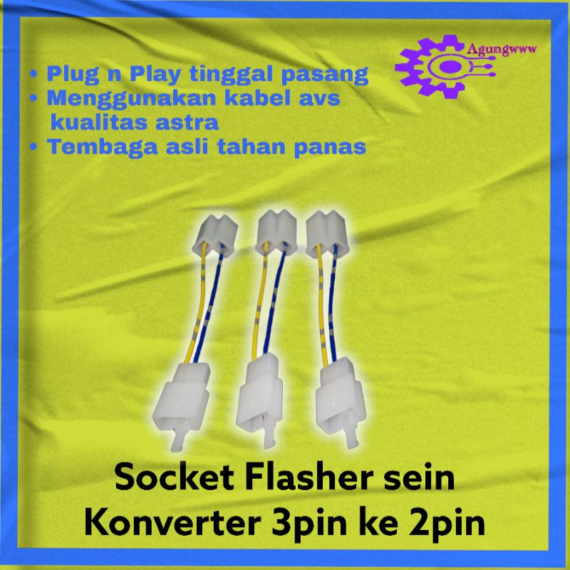 Jual socket flasher sein konverter 3pin ke 2pin vario cb cbr pcx nmax ...