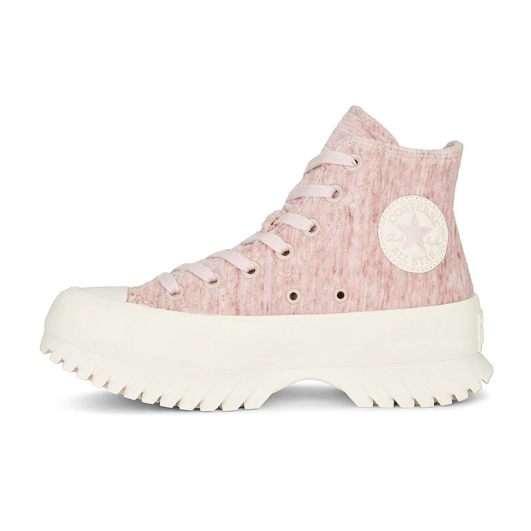 Converse Chuck Taylor All Star Platform Lugged 2.0 Velour Stripe Knit Pink Saddle