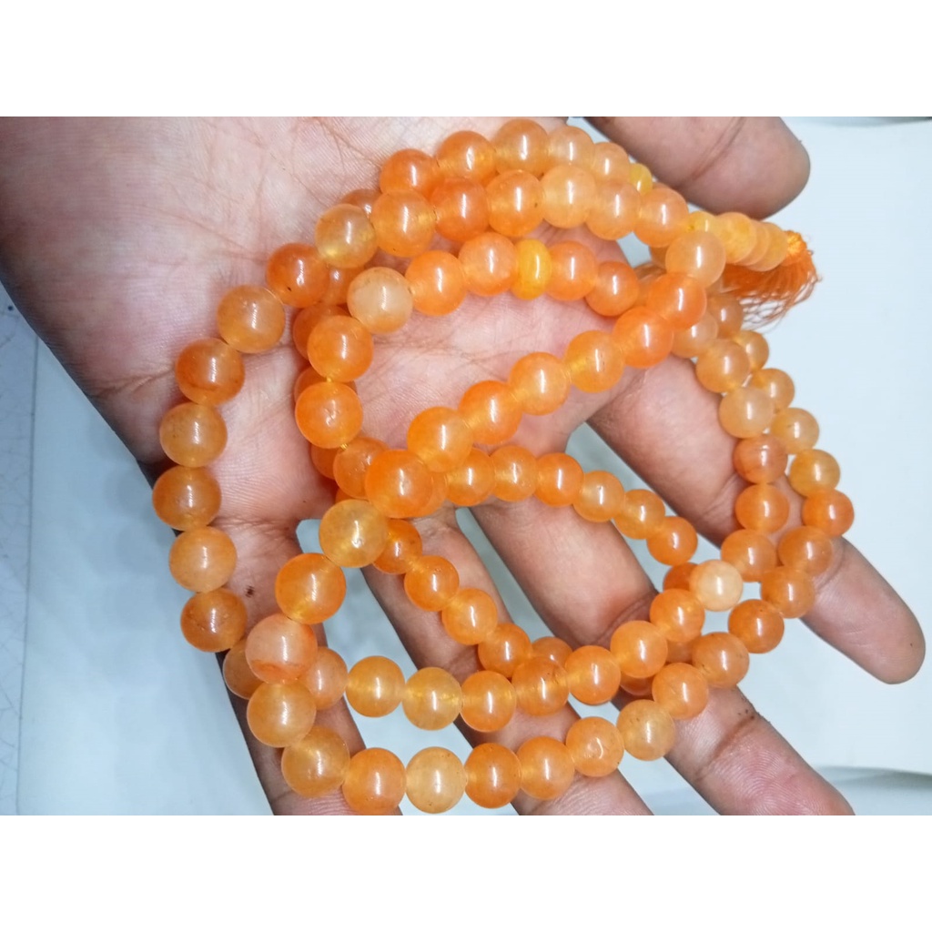 CLW Tasbih Batu Giok Kuning Natural Dimensi 8MM Isi 99 Butir COD