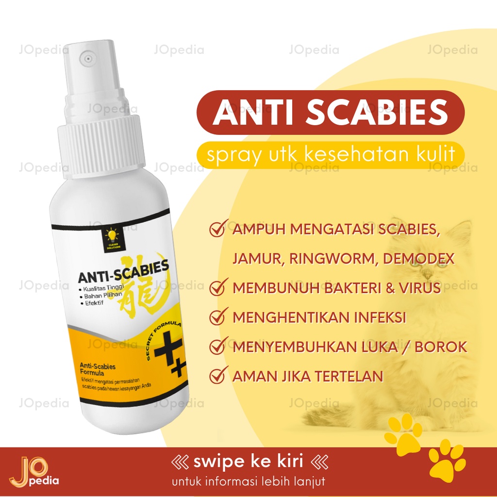 ANTI SCABIES Obat Jamur Ringworm Scabies Demodex Luka Kucing Anjing Kelinci