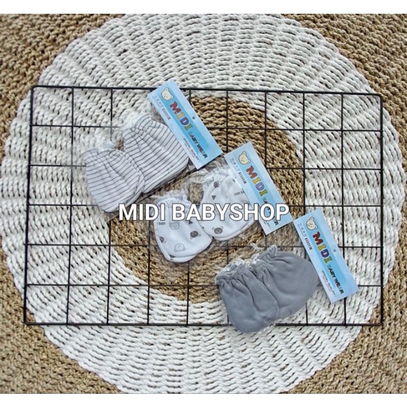 Serian Abu - 3 Set Sarung Tangan dan Kaki Bayi Grey Series Midi Babywear