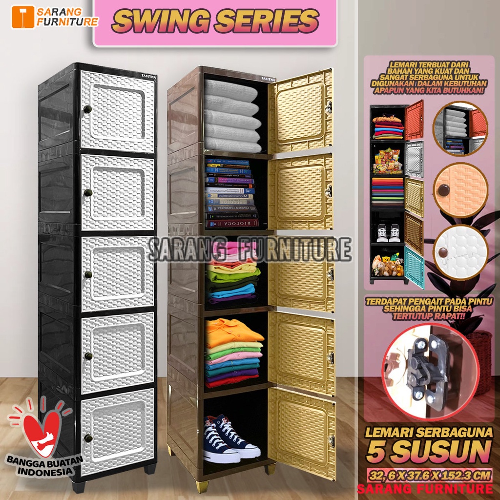 SWING Lemari Plastik  5 SUSUN SerbagunaTabitha CLICKS Tabitha LOKI LOKER SERBAGUNA Lemari Pakaian CABINET LEMARI TABITHA