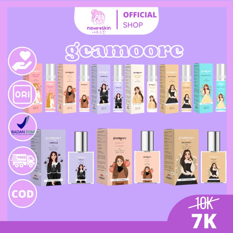 PARFUM WANITA PRIA GEAMOORE 6 ML BPOM GEAMORE INSPIRED PARFUM MINYAK WANGI VANILLA BAYI PEACH OH MY 