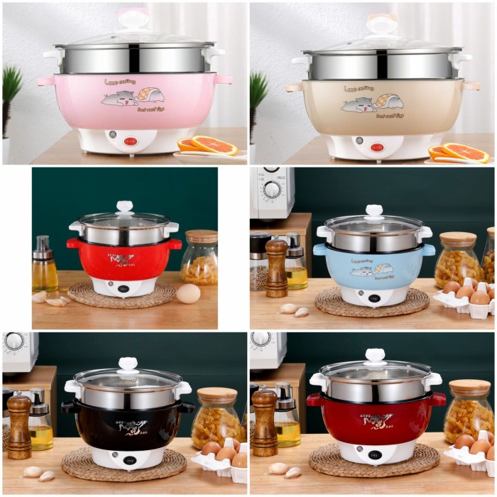 panci listrik Panci Elektrik 2.2 Liter Fry Pan Serbaguna Multi Fungsi High Quality - Biru Muda(F4R0)