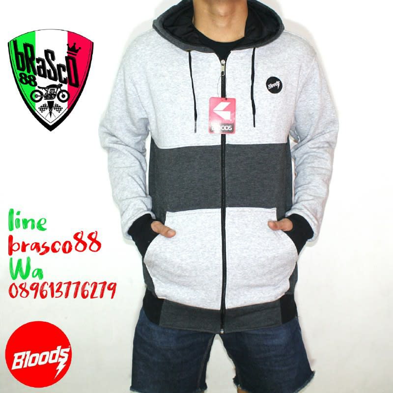 jaket bloods - sweater bloods cowo - jaket premium- jaket bloods white gray - jaket hoody Termurah