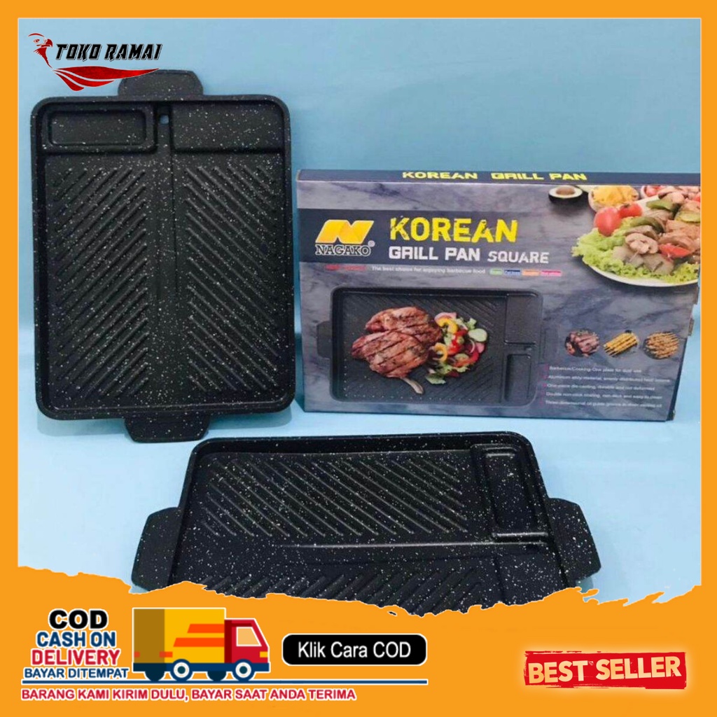 Grill Pan Yakiniku NAGAKO Alat Panggangan Daging KOREA KOTAK/Alat panggang BBQ Grill Anti Lengket Pan SQUARE