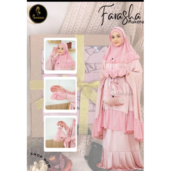 Mukena mewah nyaman Farasha by butterfly hijab