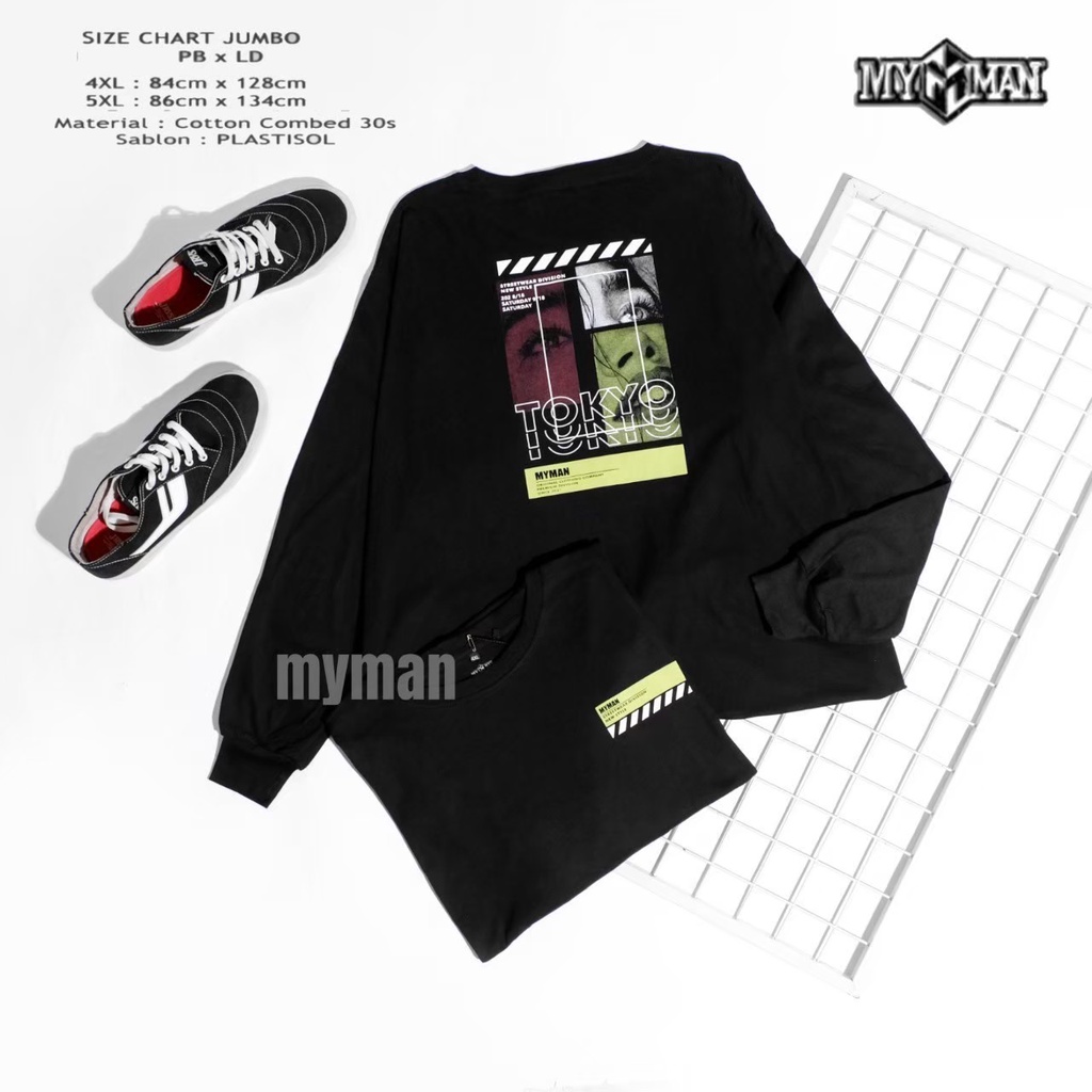 My Man kaos polos lengan panjang jumbo cotton combed 30s kaos big size distro pria murah kaos oblong distro atasan jumbo panjang kaos distro pria wanita kaos lengan panjang kaos murah oblong distro kaos panjang big size pria Hitam seri MMKPO101