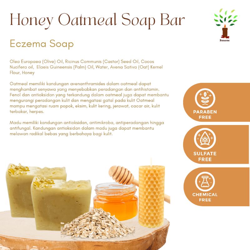 Honey Oatmeal Soap Bar | Eczema Soap | Handmade Soap | Natural Soap
