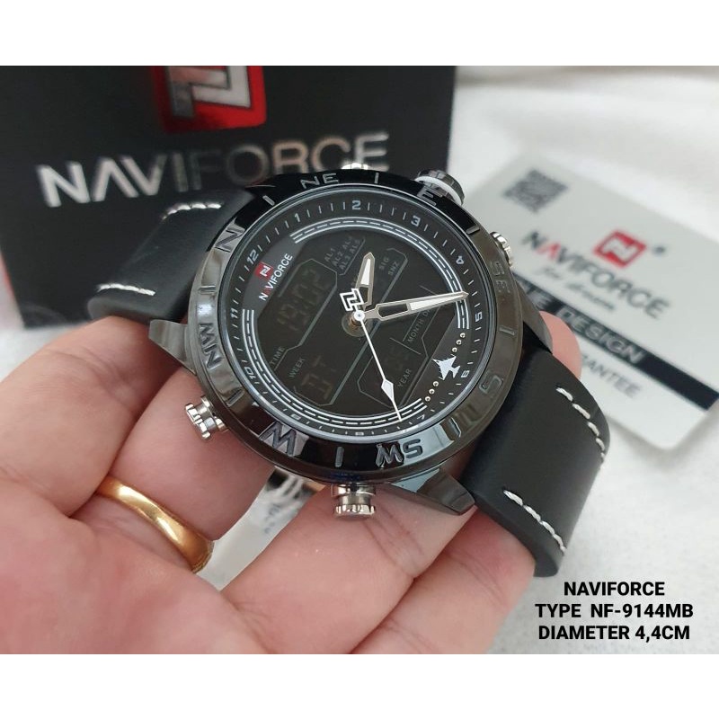 JAM TANGAN PRIA NAVIFORCE DUAL TIME NF-9144 KULIT ORIGINAL