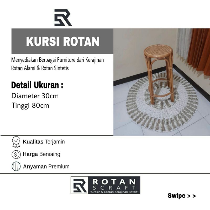Kursi Stoll Cafe / Kursi Bulat Rotan Alami