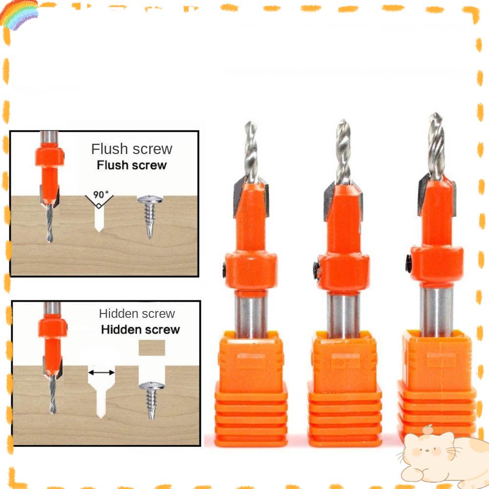 Solighter Countersink Bor Tungsten Carbide Tip Dengan Hex Key Cutter Alat Listrik Router Bit Drilling Round Chamfering