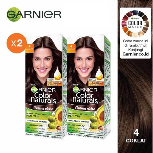 Garnier Colour Natural Pewarna Rambut No 4 Coklat  [Twinpack/ 2 pcs]