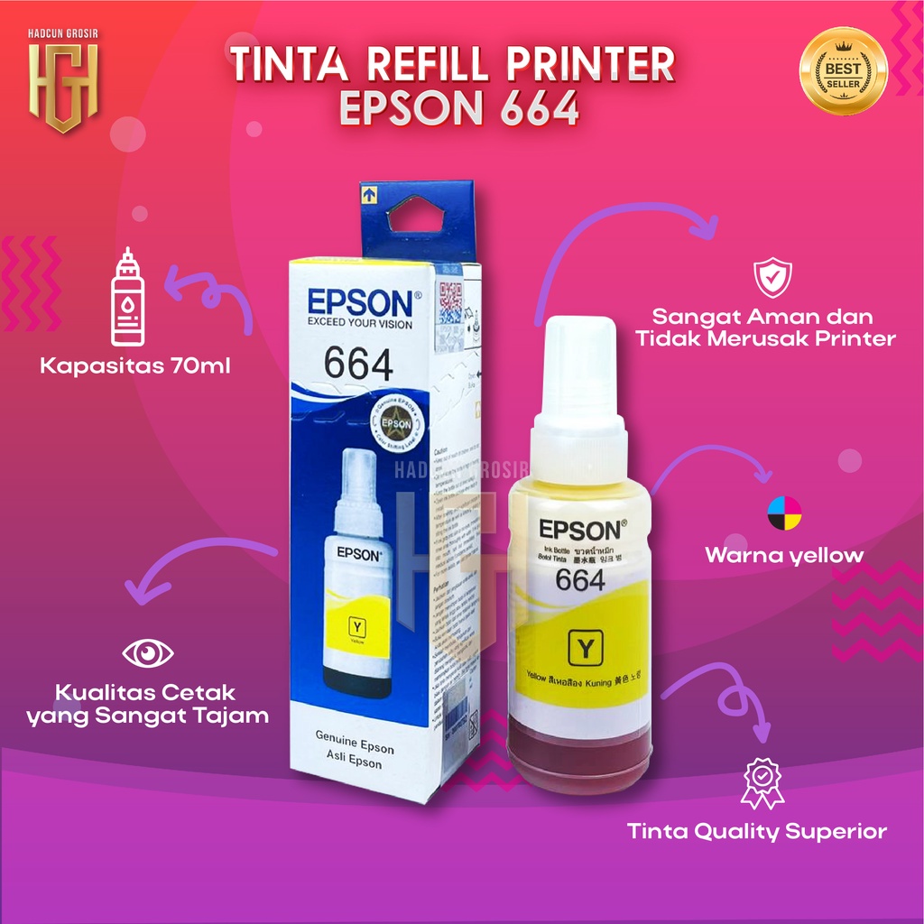 1 SET 4 PCS Tinta Epson 664 Premium Tinta Printer L100 L110 L111 L120 L130 L132 L200 L210 L211 L220 L222 L300 L301 L310 L350 L351 L353 L355 L356 L358 L360 L810 L850 L1300 L1800