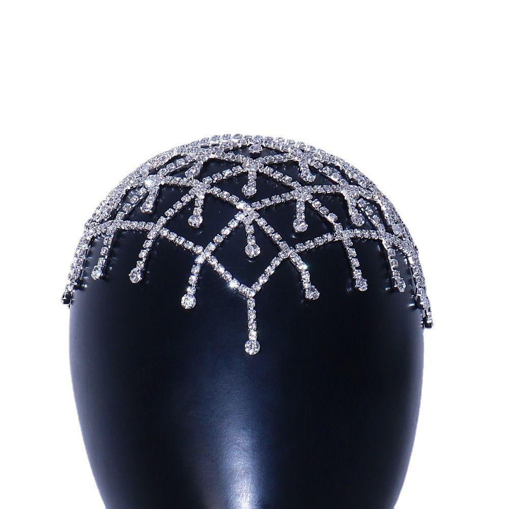 Lily Rhinestone Head Chain Statement Turban Hiasan Kepala Warna Emas Bohemian Kristal Berlian Imitasi