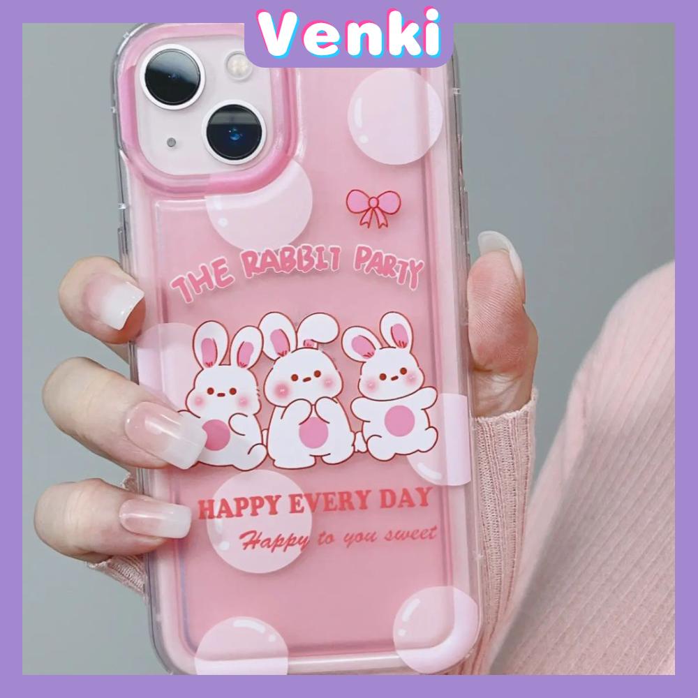 Case For iPhone 14 Pro Max TPU Soft Jelly Airbag Clear Case Cute Pink Rabbit Camera Protection Shockproof For iPhone 14 13 12 11 Plus Pro Max 7 Plus X XR