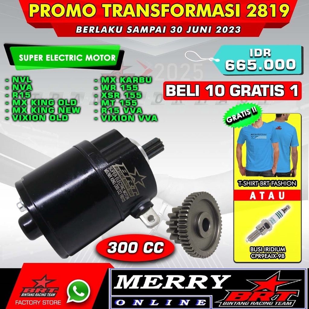 Super Electric Motor BRT MX KING OLD/MX KING NEW/NVL/NVA/VIXION OLD/R-15 300cc Dinamo Stater Bore Up Racing...