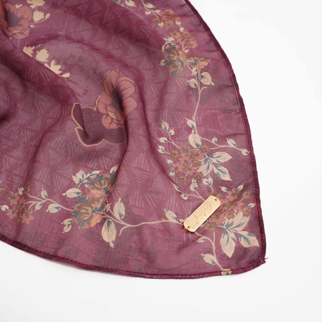 ALIF HIJAB SEGI EMPAT MOTIF PARIS PREMIUM KOREA - SUNFLOWER IN MAGENTA ( SPR-D1-003 )