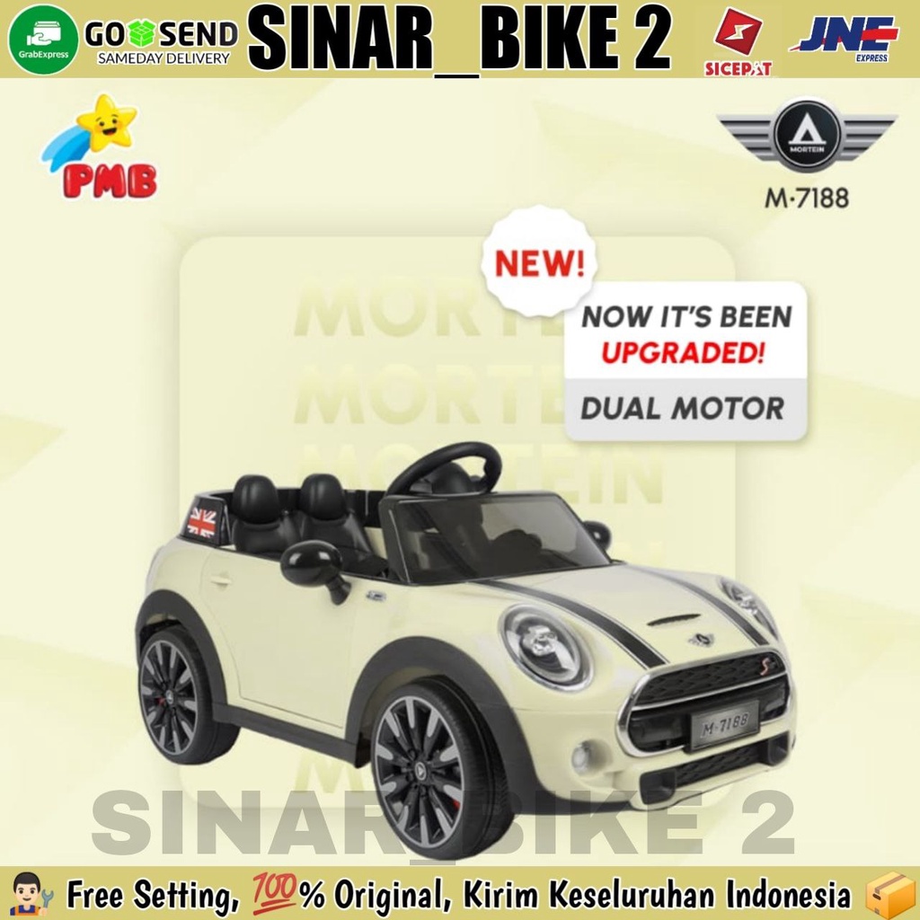 Mainan Mobil Aki Anak Mini COOPER Pmb M-7188 &amp; M-7188 EVA Dual Motor Remote Control