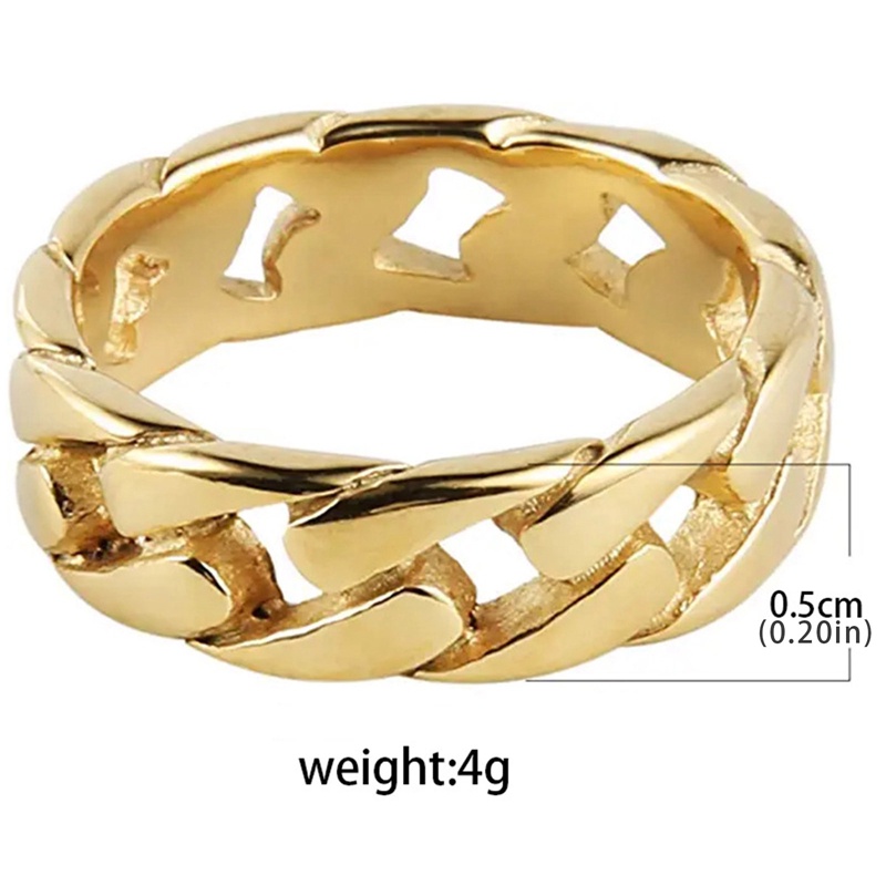 Cincin Rantai Chunky Tebal Warna Emas Perak Punk Vintage Cuban Curb Link Wedding Ring Untuk Wanita Pria