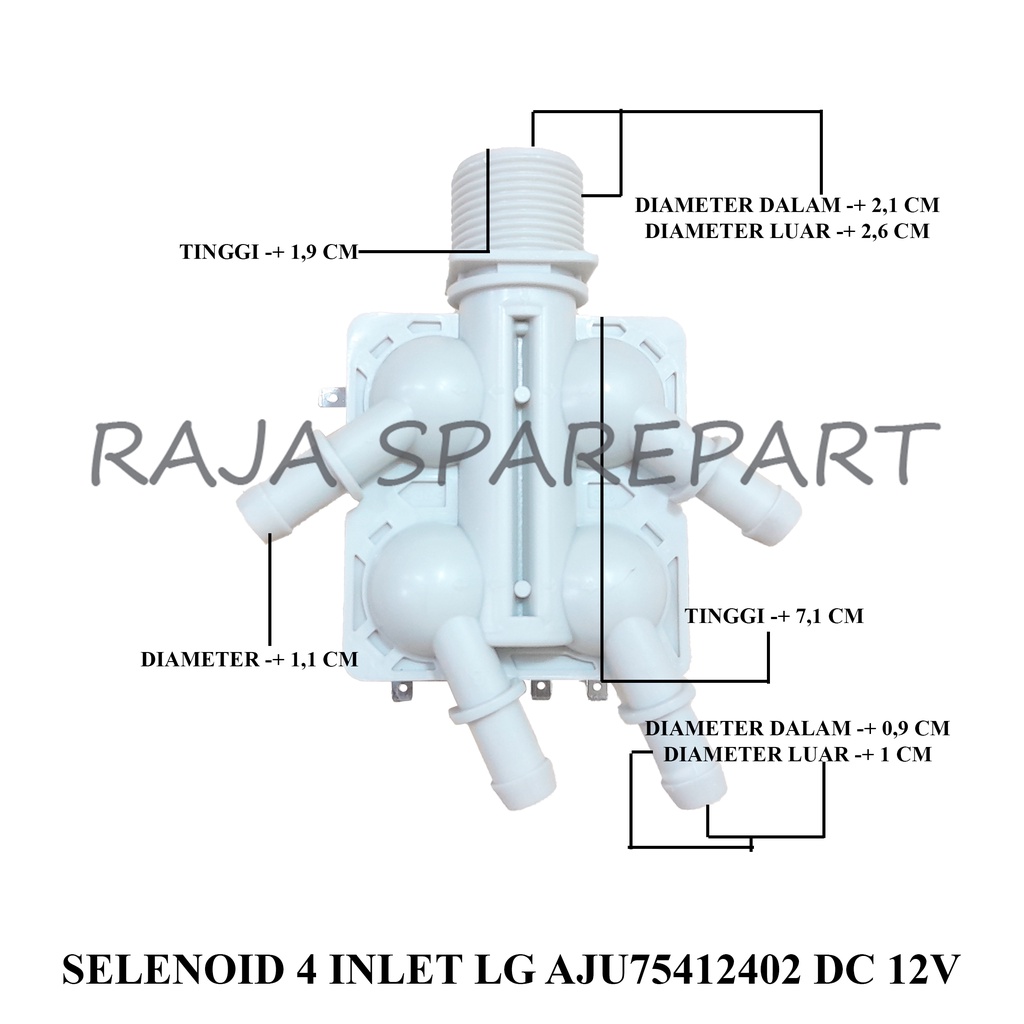 WATER INLET/INLETMESIN CUCI/SELENOID 4 INLET LG AJU75412402 DC 12V