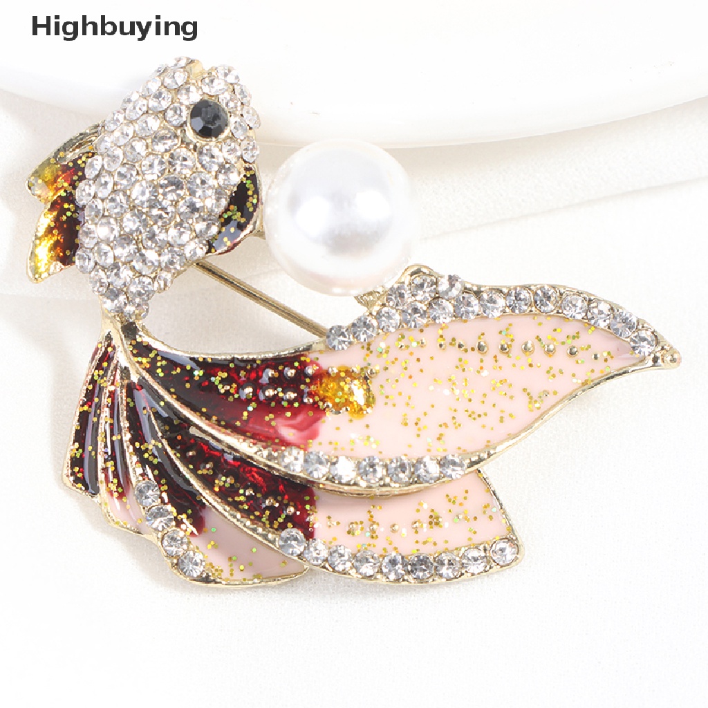 Hbid 1Pc Kristal Berlian Imitasi Ikan Mas Bros Wanita Brooch Pin Aksesoris Pakaian Glory