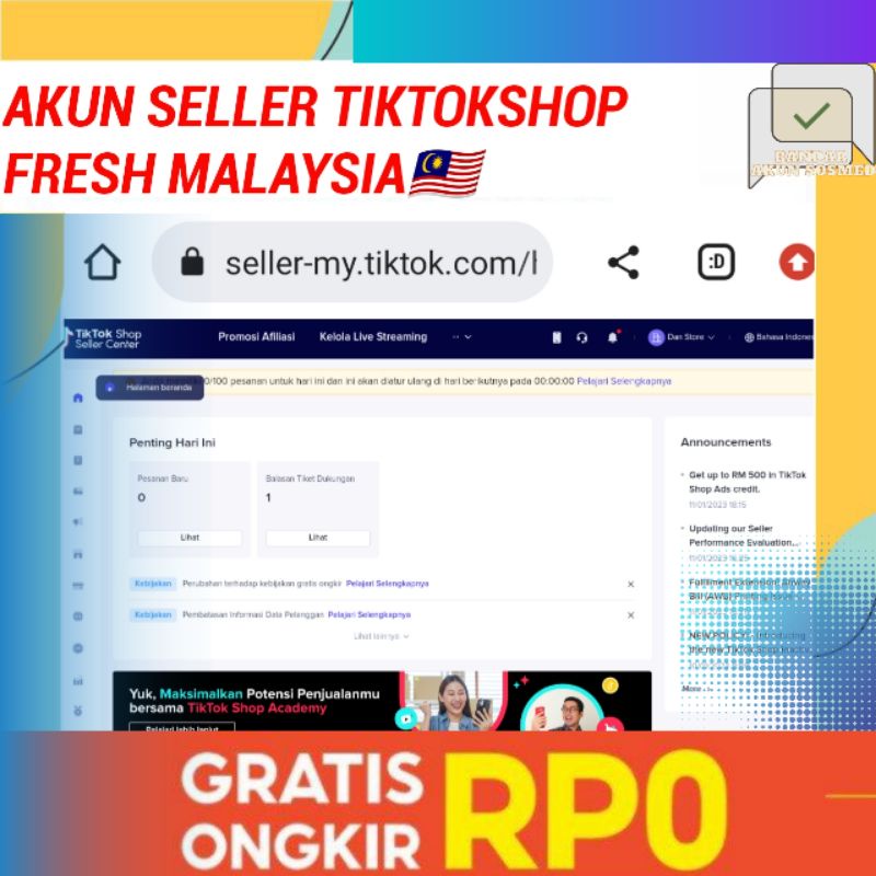 JUAL AKUN SELLER TIKTOK SHOP TIKTOKSHOP MALAYSIA FRESH MURAH UNTUK JUALAN 100% REAL AKTIF PERMANEN B