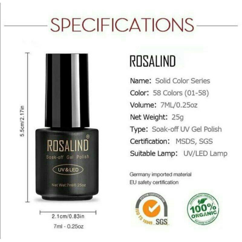 Ready Stock (21 - 40) ROSALIND GEL NAIL Polish UV LED / kutek / Cat kuku / Cat Kuku Murah Bagus