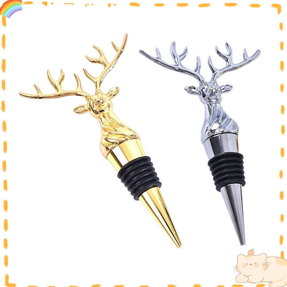 Solighter Deer Stag Head Wine Beer Stoppers Reusable Plug Sealer Bebas Bocor Memopa Kesegaran Stainless Steel